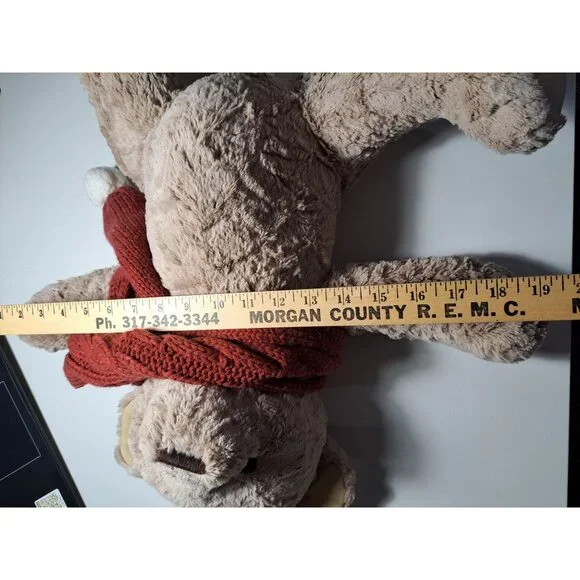 Large UGG Oatmeal Sunny Plush Teddy Bear Red Cable Knit Scarf 16" Toy Stuffed - Picture 11 of 12